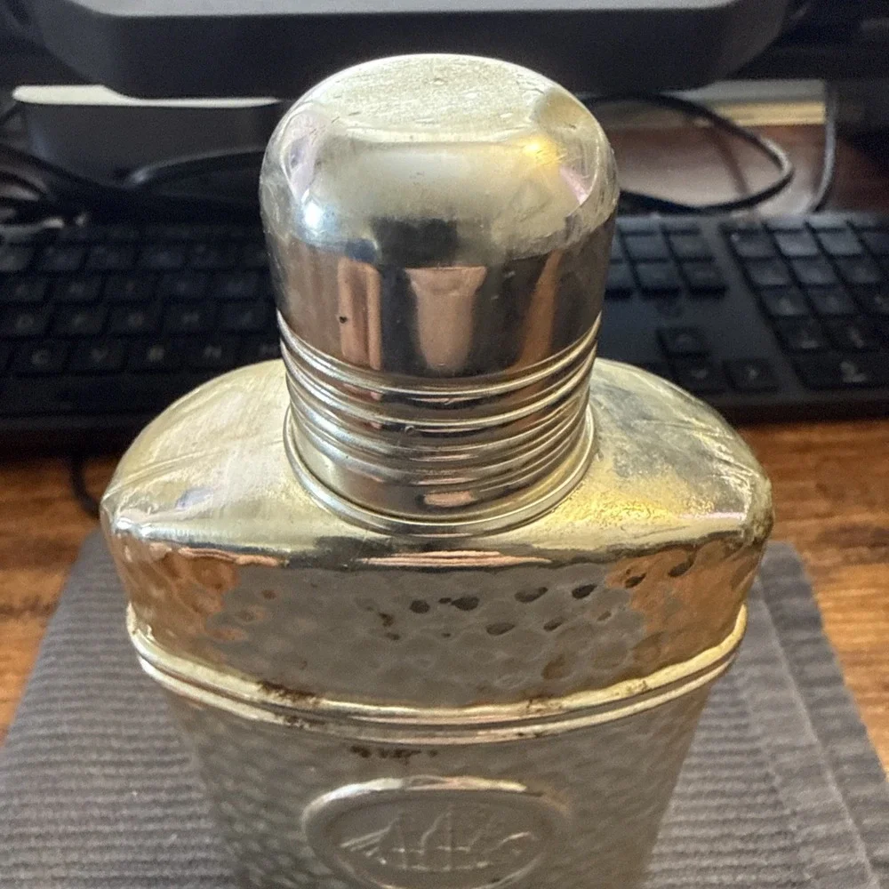 Vintage Old Spice Admiral's Flask After Shave Cologne Empty Silver Bottle w/lid